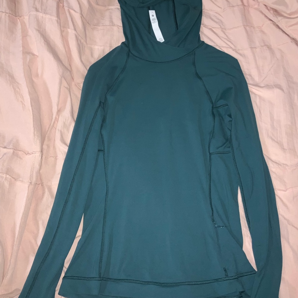 Lululemon It’s Rulu Run Long Sleeve Hoodie Size 6 Teal Thumbholes